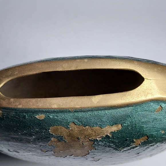 VTG Solid Brass Vase w/Painted Emamel Pink Flowers, made in India - Picture 4 of 5